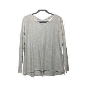 lululemon athletica Heathered Light Gray Long Sleeve Crisscross Back Tee